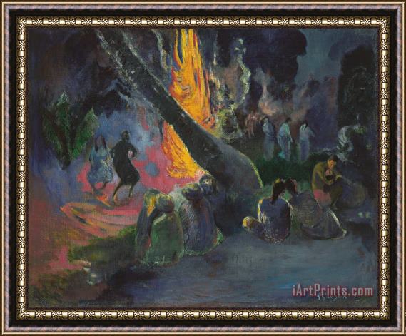 Paul Gauguin Upa Upa (the Fire Dance) Framed Painting
