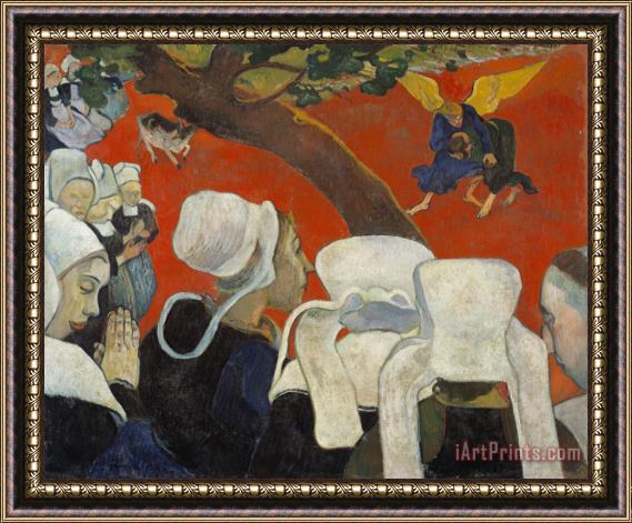 Paul Gauguin Vision of The Sermon (jacob Wrestling with The Angel) Framed Painting