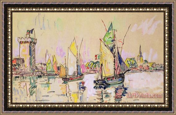 Paul Signac Sailing Boats At Les Sables D Olonne Framed Print