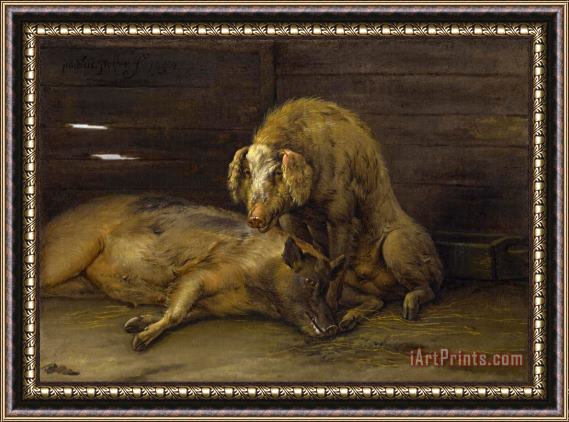Paulus Potter Two Pigs in a Sty Framed Print
