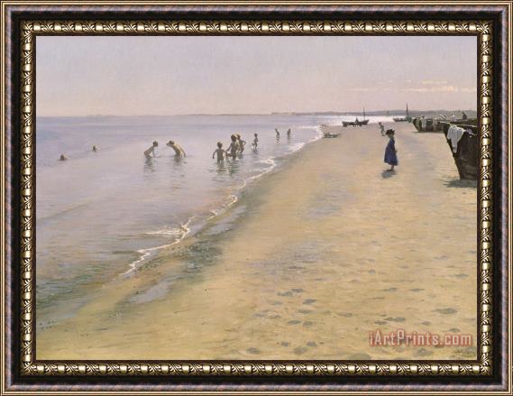 Peder Severin Kroyer Summer Day at the South Beach of Skagen Framed Painting