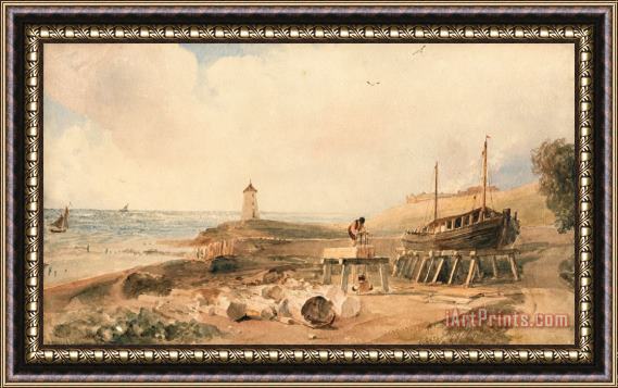 Peter de Wint Shipbuilding on The Yorkshire Coast Framed Print