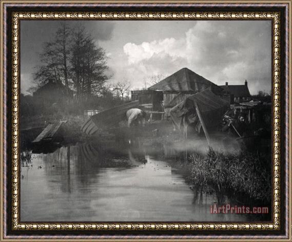 Peter Henry Emerson A Norfolk Boatyard Framed Painting