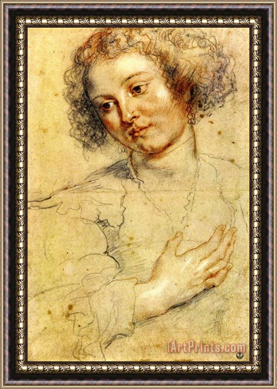 Peter Paul Rubens Head And Right Hand of a Woman Framed Painting