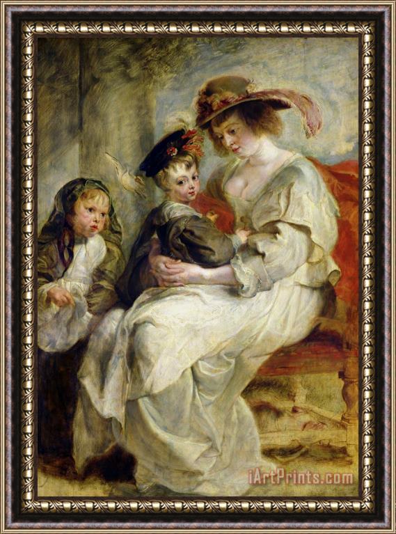 Peter Paul Rubens Helene Fourment (1614 73) with Two of Her Children, Claire Jeanne And Francois Framed Print