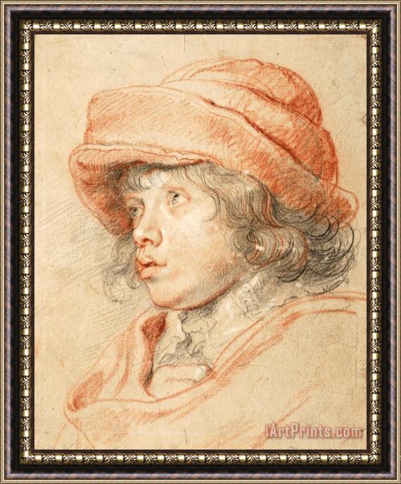 Peter Paul Rubens Rubens's Son Nicolaas Wearing a Red Felt Cap, 1625 1627 Framed Painting