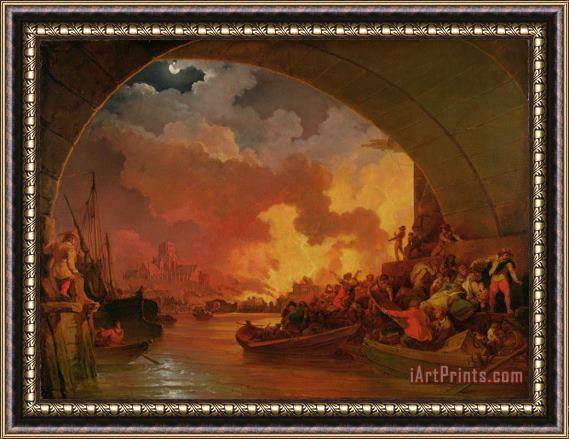 Philip James de Loutherbourg The Great Fire of London Framed Print