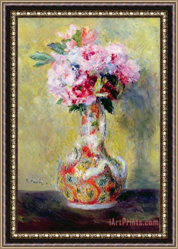 Pierre Auguste Renoir Bouquet in a Vase Framed Painting