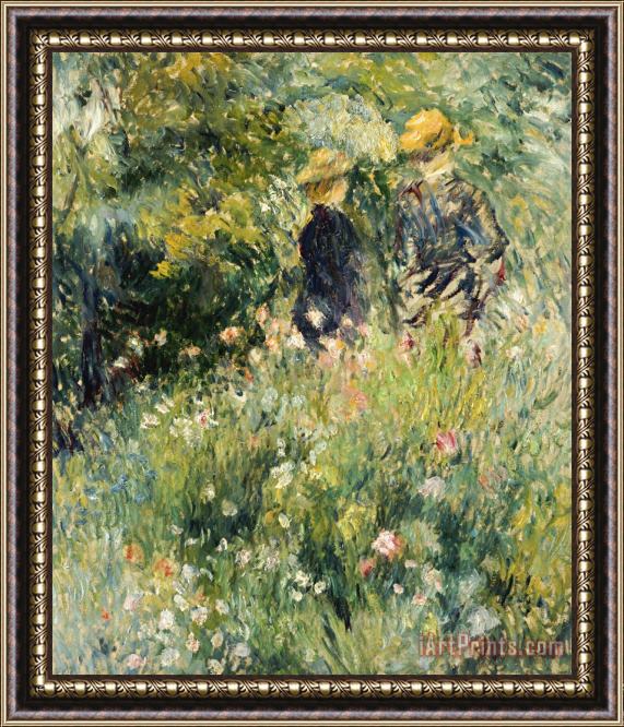 Pierre Auguste Renoir Conversation in a Rose Garden Framed Painting
