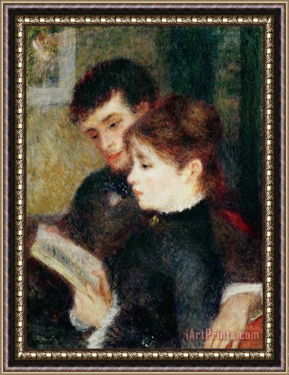 Pierre Auguste Renoir Couple Reading Framed Painting