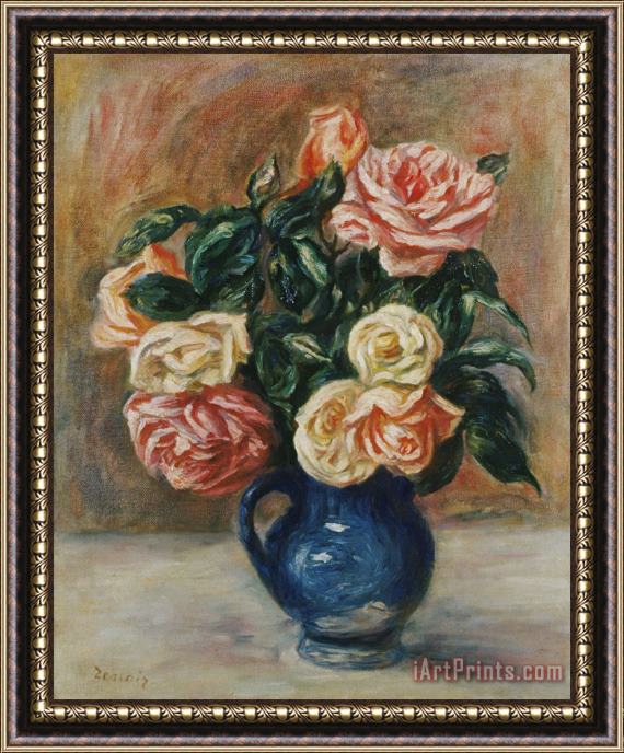 Pierre Auguste Renoir Roses in a Jug Framed Painting