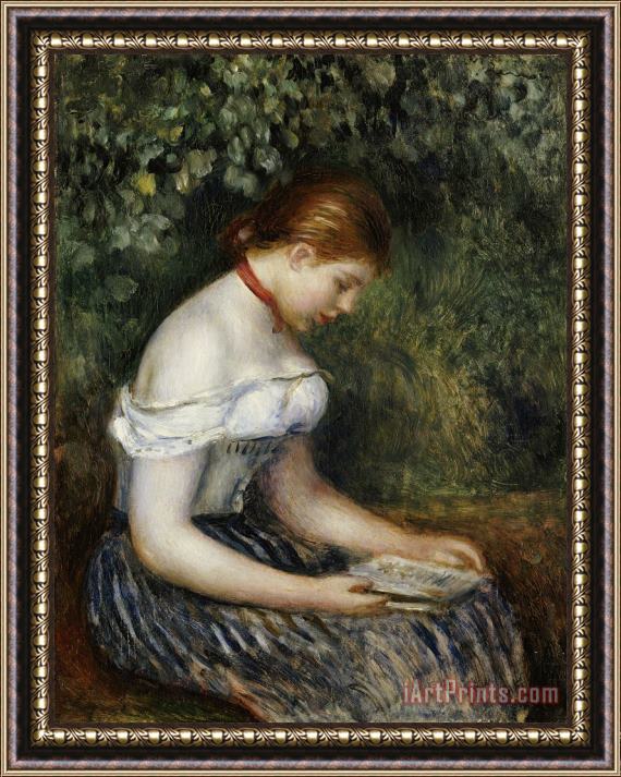 Pierre Auguste Renoir The Reader A Seated Young Girl Framed Print