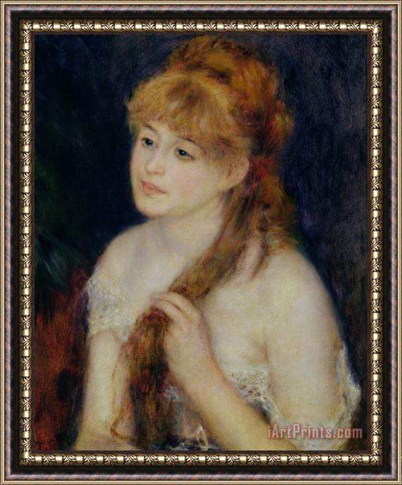 Pierre Auguste Renoir Young Woman Braiding her Hair Framed Print