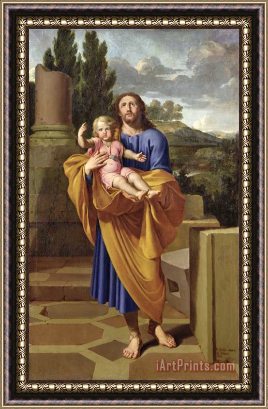 Pierre Letellier St. Joseph Carrying The Infant Jesus Framed Print