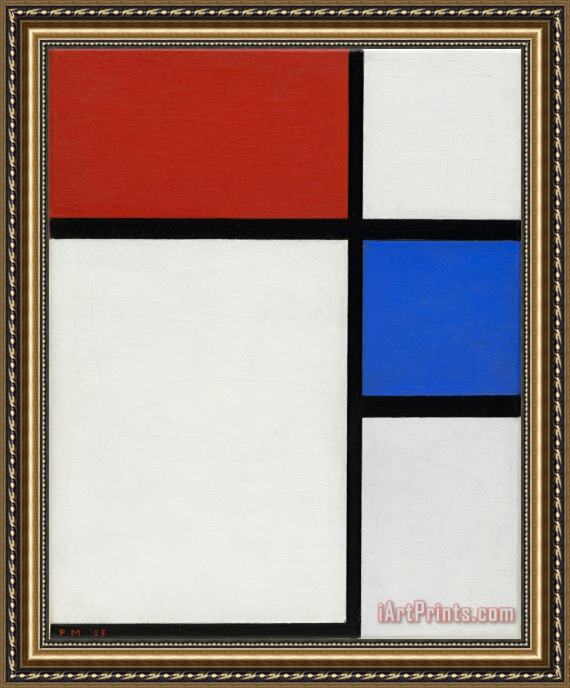 Piet Mondrian Composition No. Ii, With Red And Blue Framed Print For ...