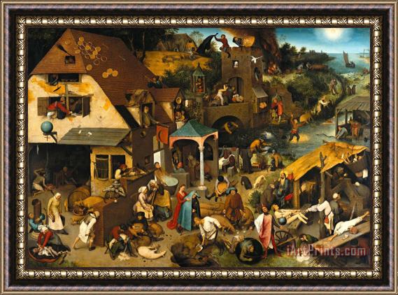 Pieter the Elder Bruegel The Dutch Proverbs Framed Print