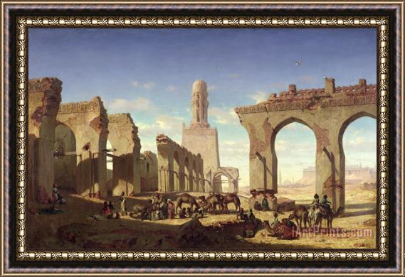 Prosper Georges Antoine Marilhat Ruins of the Mosque of the Caliph El Haken in Cairo Framed Painting