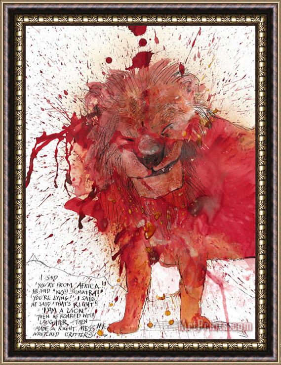 Ralph Steadman Lion, 2017 Framed Print