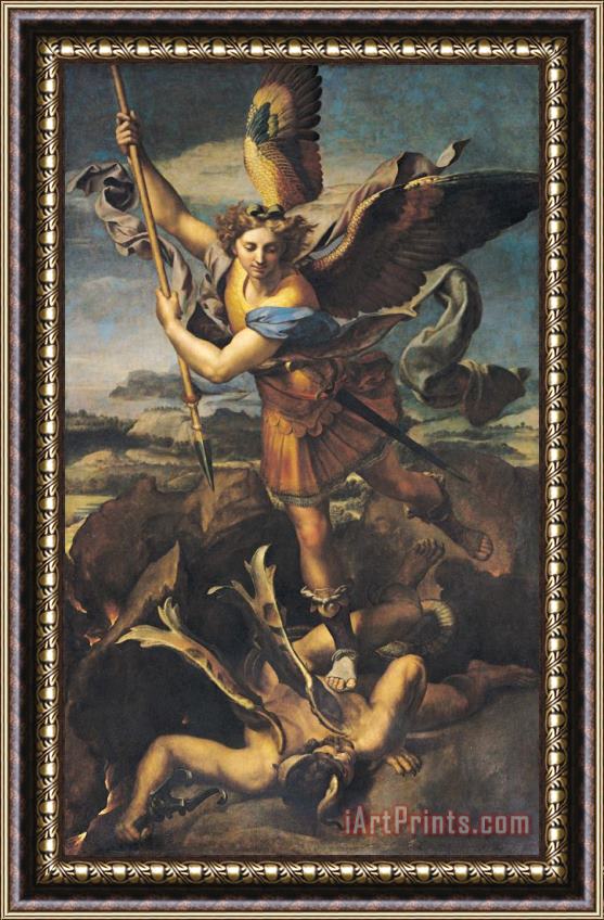 Raphael Saint Michael Overwhelming the Demon Framed Painting