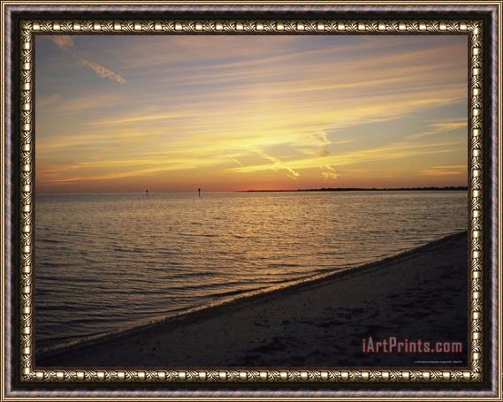 Raymond Gehman A Beach at Sunset Framed Painting