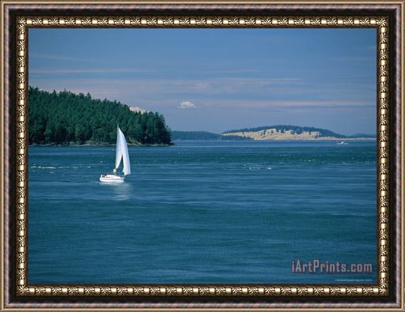 Raymond Gehman A Sailboat Travels Off Canadas Western Coast Framed Painting