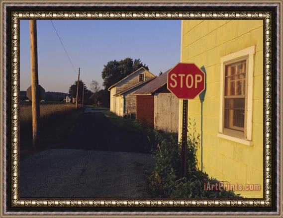 Raymond Gehman A Stop Sign in a Rural Alley Framed Print