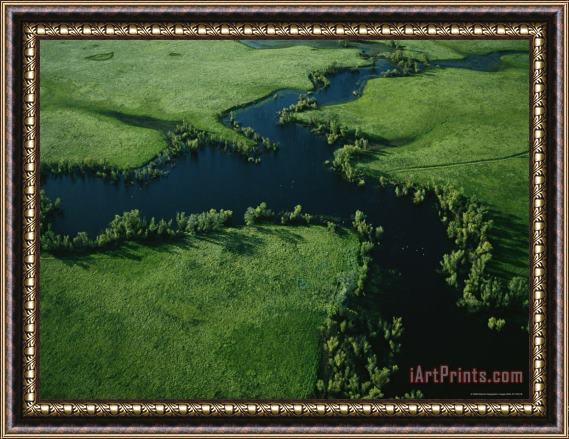Raymond Gehman Aerial View of North Stone Lake in The Wetland Area Framed Painting