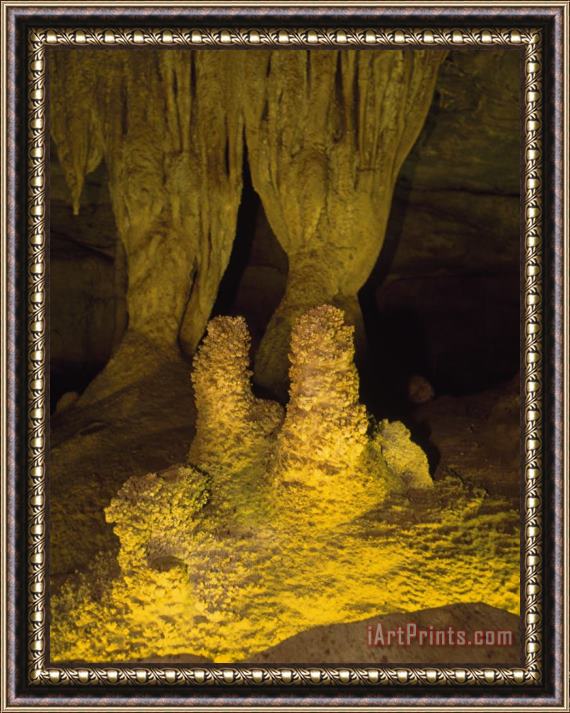 Raymond Gehman Beautiful Limestone Rock Formations in Mammoth Cave Framed Painting