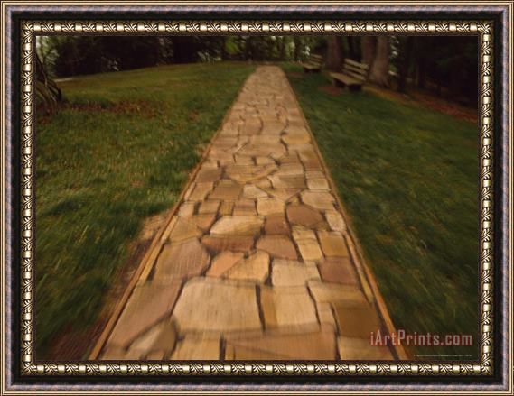 Raymond Gehman Blurred Motion Image of a Stone Path at Grand View New River Gorge Framed Painting