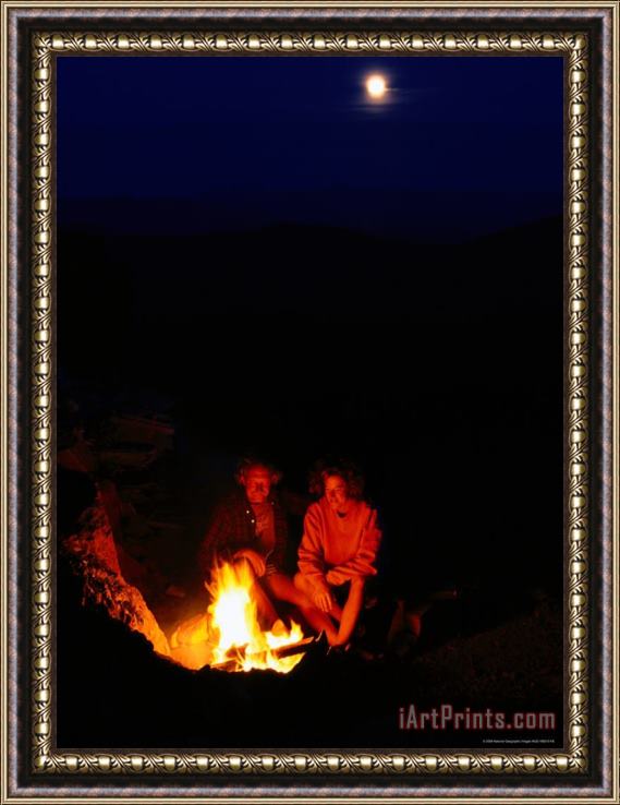 Raymond Gehman Campers Enjoying a Fire Framed Print