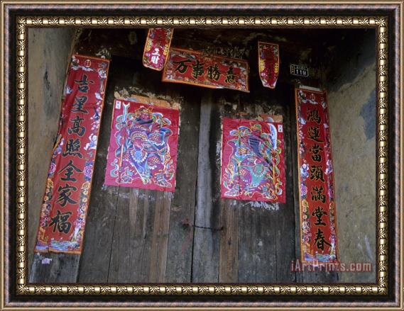 Raymond Gehman Chinese Door Gods Yangdi Valley Yangshuo Guangxi China Framed Print