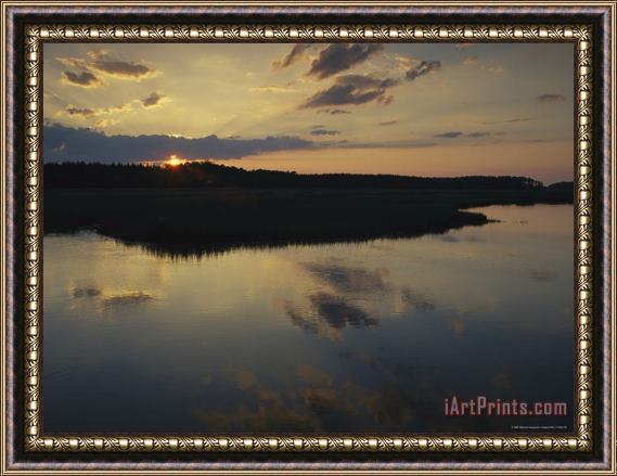 Raymond Gehman Cloud Reflections on Water at Sunset Framed Painting