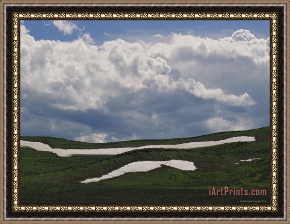 Raymond Gehman Clouds Fill The Sky Over June Snowbanks in Hayden Valley Framed Print