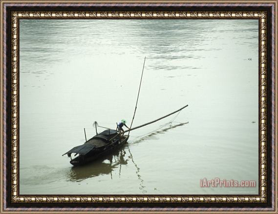 Raymond Gehman Fishing Boat on The Mingjiang River Guangxi China Framed Print