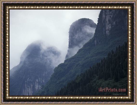 Raymond Gehman Karst Limestone Mountains Above The Li River Guilin Guangxi China Framed Painting
