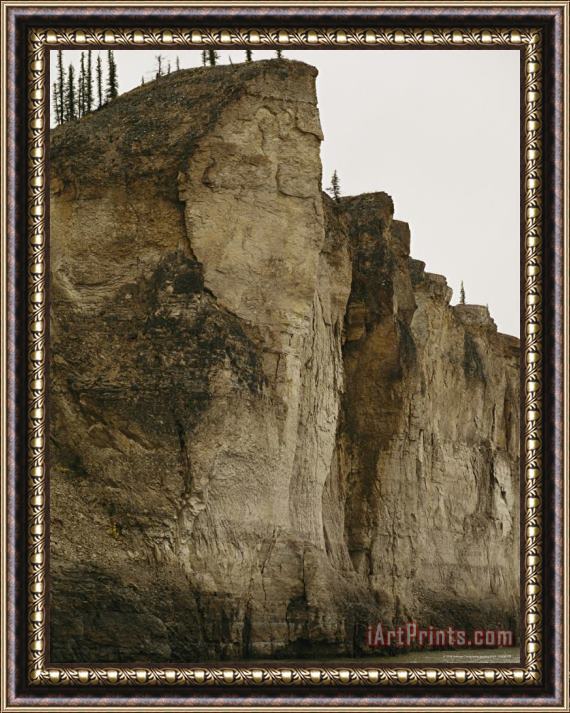 Raymond Gehman Limestone Cliffs Bordering The Mackenzie River Framed Painting