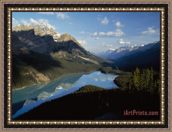 Raymond Gehman Mountain Peaks Reflect in Peyton Lake Banff National Park Alberta Canada Framed Print