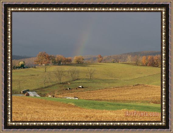 Raymond Gehman Pastoral View of Rolling Fields And Autumn Foliage Framed Painting