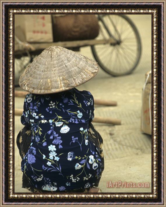 Raymond Gehman Pingxiang Street Scene Hand Carts at Market Guangxi China Framed Painting