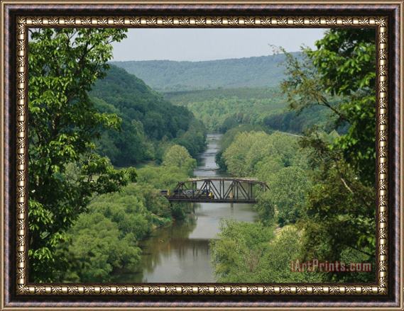 Raymond Gehman Train Crosses Trestle Bridge Over The Tye River Near The James River Framed Print