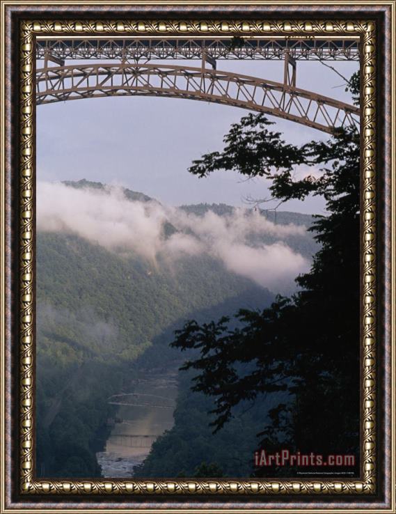 Raymond Gehman Truck Passing Over The New River Gorge Bridge Framed Painting