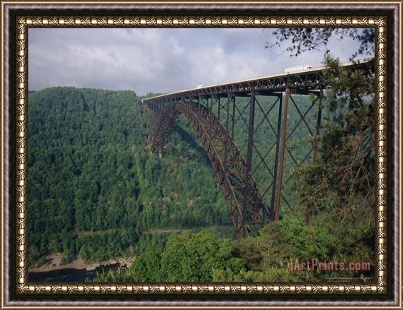 Raymond Gehman Trucks Passing Over The New River Gorge Bridge Framed Print