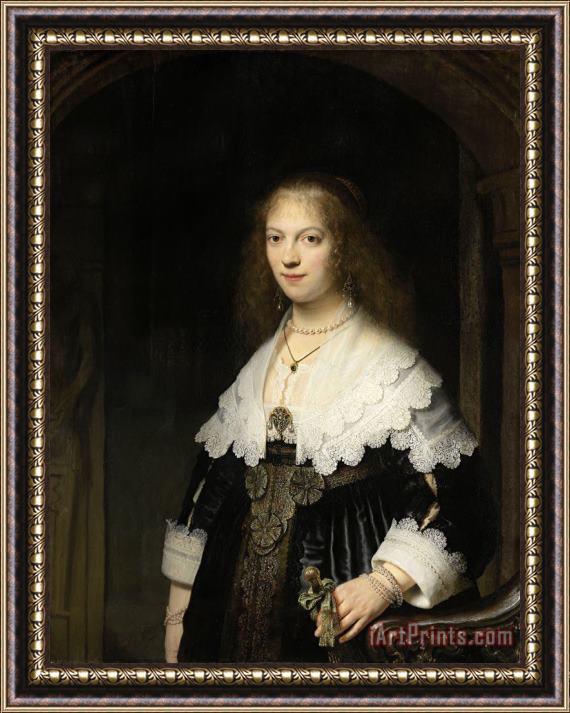 Rembrandt Portrait of Maria Trip (16191683) Framed Painting