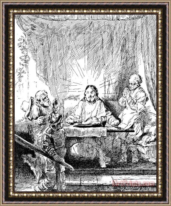 Rembrandt Rembrandt Etching Supper At Emmaus Framed Painting