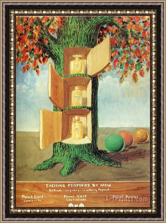 rene magritte Poster Exciting Perfumes by Mem 1946 Framed Painting