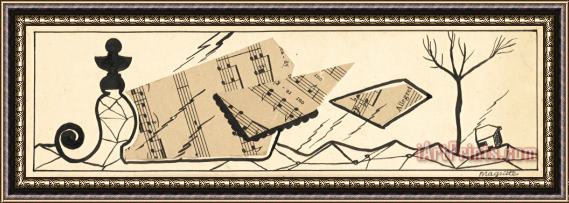 rene magritte Projet D'illustration Pour La Revue 'music' Framed Painting