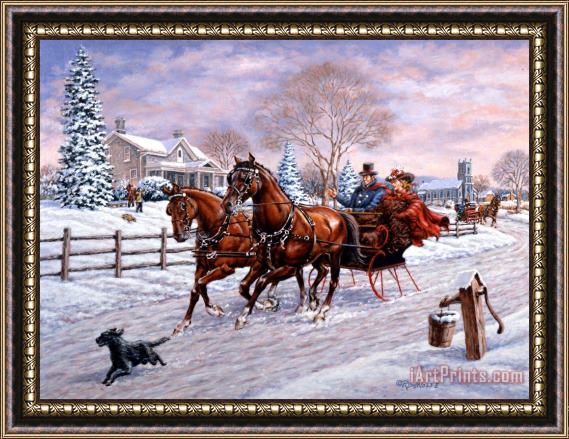 Richard De Wolfe Sleigh Ride Framed Painting