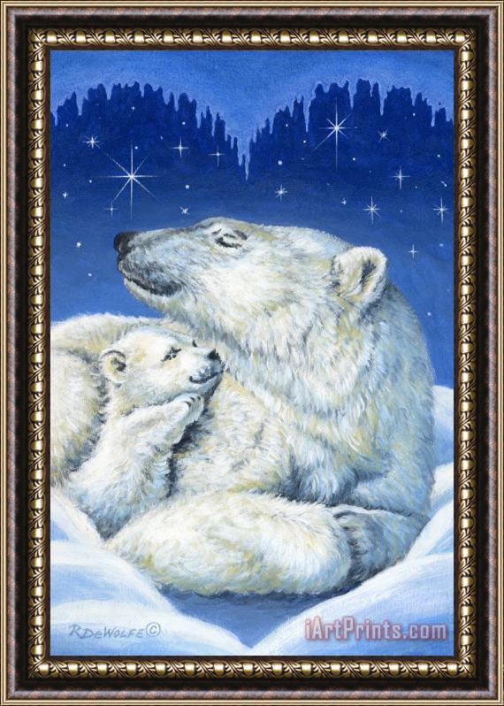 Richard De Wolfe Starry Night Bears Framed Painting