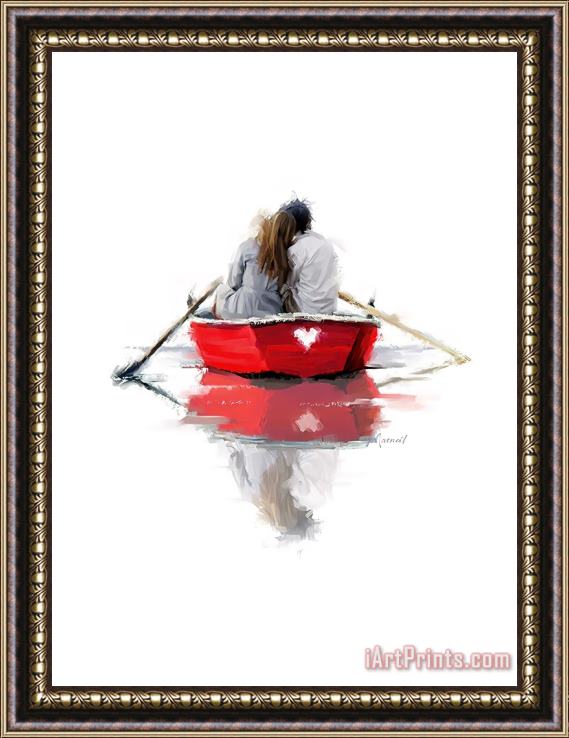 Richard Macneil Couple in a Boat Framed Painting