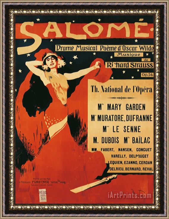 Richard Strauss Poster Of Opera Salome Framed Print
